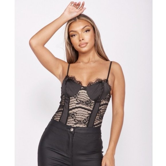 Tops Black Lace Sleeveless Bustier Bodysuit Top Leotard Poshmark